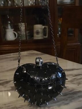 Black Spiked Heart Crossbody Bag - Women